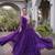 Purple faux georgette printed flared gown set