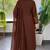 Brown silk blend embroidered kurta set