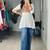 White cotton poly embroidered kurta