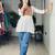 White cotton poly embroidered kurta