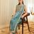 Teal satin embroidered palazzo set