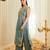 Teal satin embroidered palazzo set