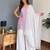 Lavender faux georgette embroidered palazzo set