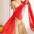 Cream embroidered kurta palazzo set with red bandhani dupatta