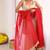 Cream embroidered kurta palazzo set with red bandhani dupatta
