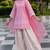Pink embroidered kurta farshi salwar set with heart detailing & matching dupatta