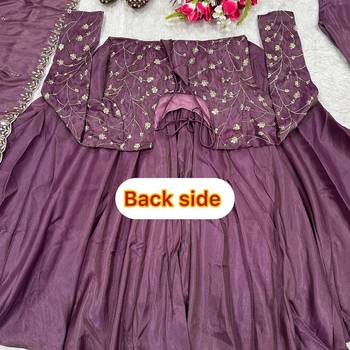 Purple embroidered anarkali suit with designer dupatta 5