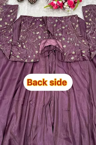 Purple embroidered anarkali suit with designer dupatta