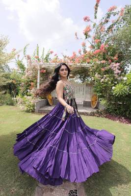 Navratri Violet Dori Detail Lehenga Choli in Cotton Poly 3