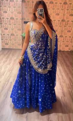 Navratri Royal-blue Printed Lehenga Choli in Georgette 5