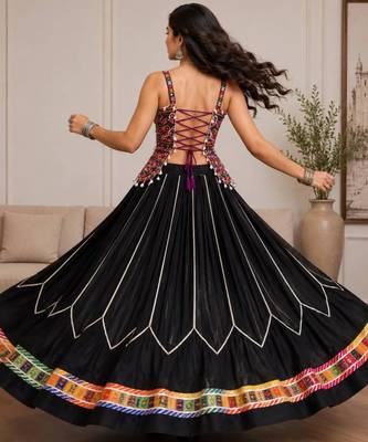 Navratri Black Embroidered Lehenga Choli in Rayon 3