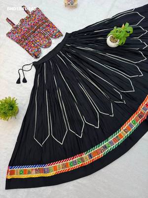 Navratri Black Embroidered Lehenga Choli in Rayon 5