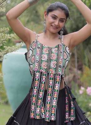 Navratri Black Dori Detail Lehenga Choli in Cotton Poly 2
