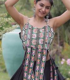 Navratri Black Dori Detail Lehenga Choli in Cotton Poly