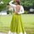 Navratri Green Mirror Work Lehenga Choli in Cotton Poly