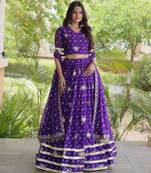 Navratri Purple Printed Lehenga Choli in Georgette