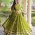 Navratri Parrot-green Printed Lehenga Choli in Georgette