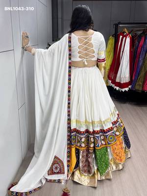 Navratri White Printed Lehenga Choli in Cotton Poly 5