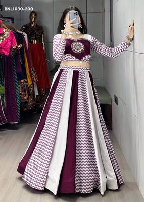 Navratri Wine Printed Lehenga Choli in Cotton Poly 4