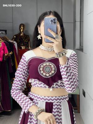 Navratri Wine Printed Lehenga Choli in Cotton Poly 5