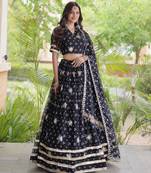 Navratri Black Printed Lehenga Choli in Georgette