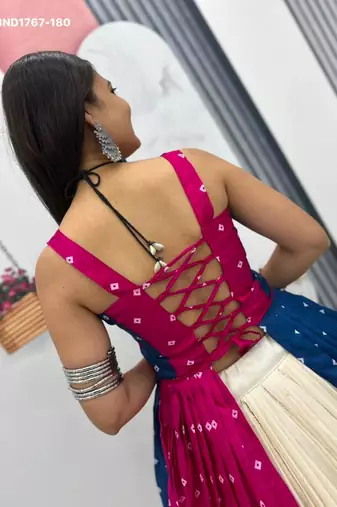 Navratri White Mirror Work Lehenga Choli in Cotton Poly