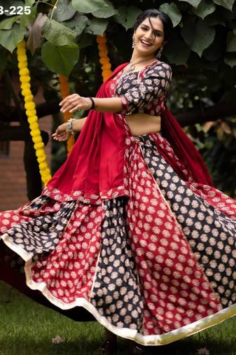Navratri Multicolor Printed Lehenga Choli in Cotton Poly