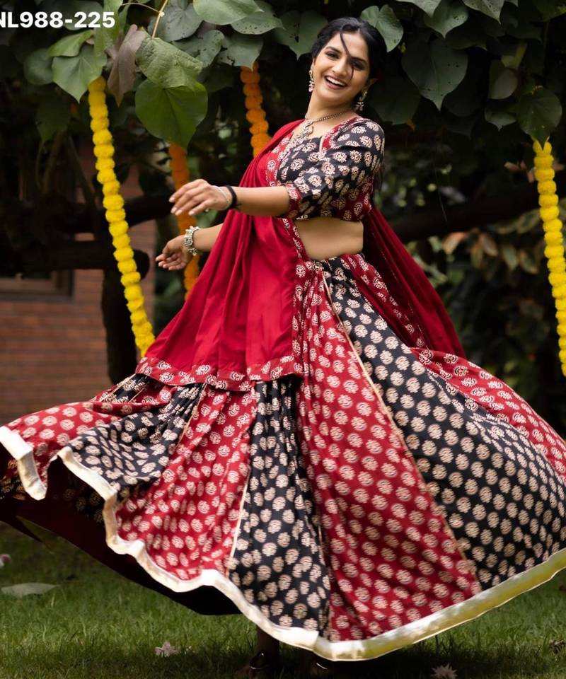 Navratri Multicolor Printed Lehenga Choli in Cotton Poly