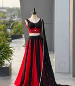 Navratri Black Mirror Work Lehenga Choli in Cotton Poly