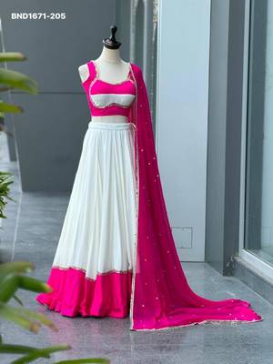 Navratri White Mirror Work Lehenga Choli in Cotton Poly 2