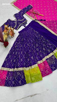 Navratri Purple Embroidered Lehenga Choli in Georgette 3
