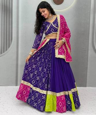 Navratri Purple Embroidered Lehenga Choli in Georgette 4