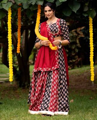 Navratri Multicolor Printed Lehenga Choli in Cotton Poly 3