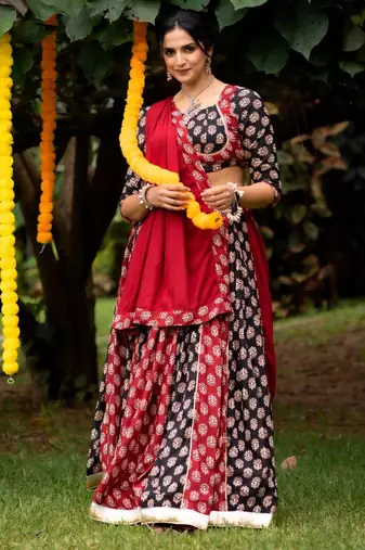 Navratri Multicolor Printed Lehenga Choli in Cotton Poly