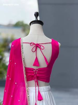 Navratri White Mirror Work Lehenga Choli in Cotton Poly 4