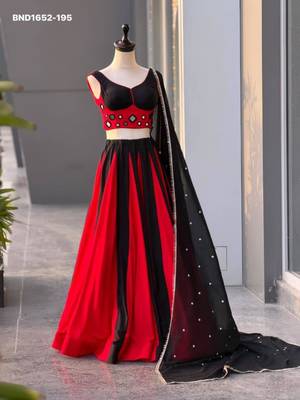 Navratri Black Mirror Work Lehenga Choli in Cotton Poly 3