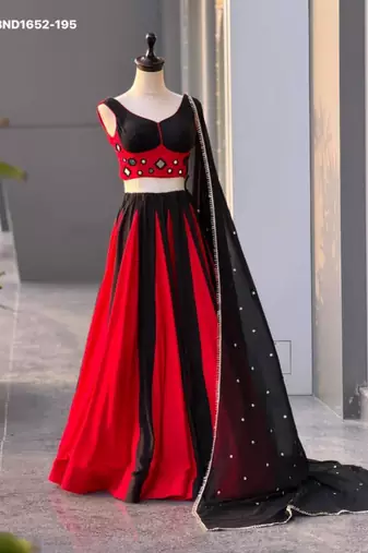 Navratri Black Mirror Work Lehenga Choli in Cotton Poly