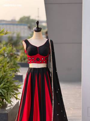 Navratri Black Mirror Work Lehenga Choli in Cotton Poly 4