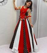 Navratri Red Lehenga Choli in Cotton Poly