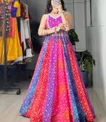 Navratri Multicolor Printed Lehenga Choli in Georgette
