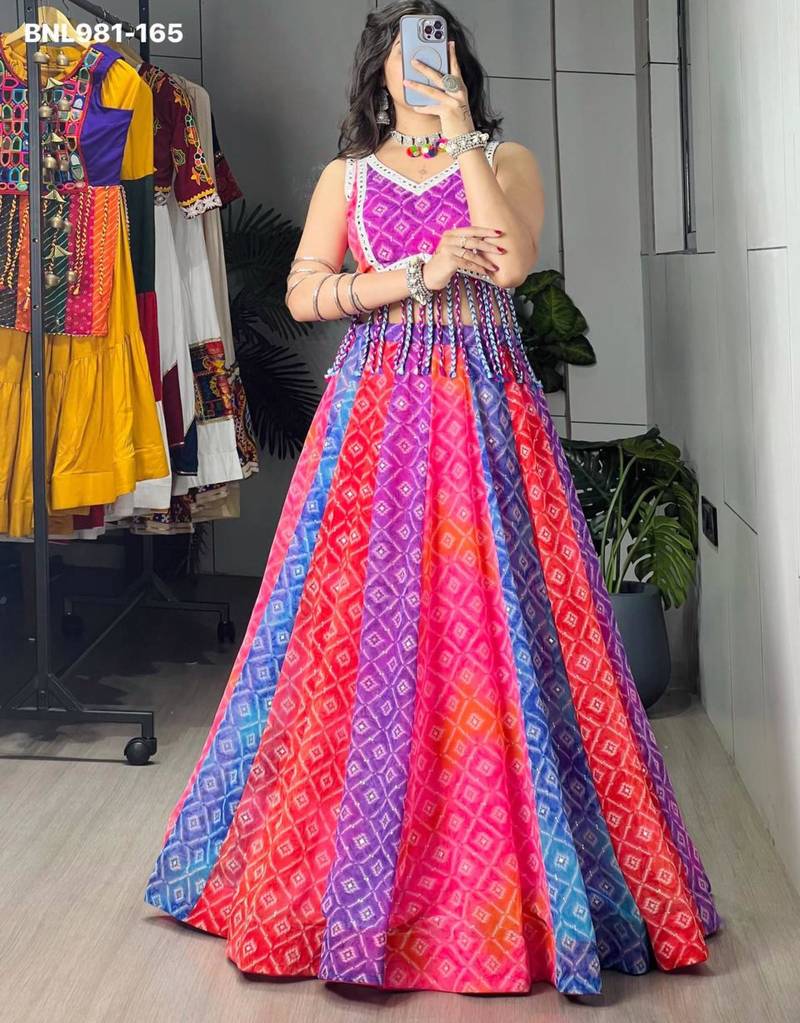 Navratri Multicolor Printed Lehenga Choli in Georgette