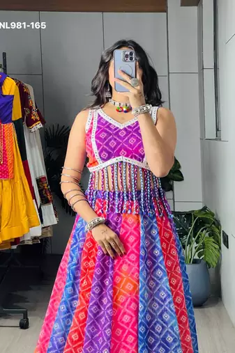 Navratri Multicolor Printed Lehenga Choli in Georgette