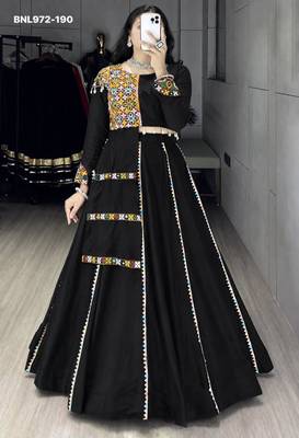 Navratri Black Mirror Work Lehenga Choli in Cotton Poly 1