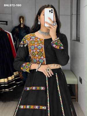 Navratri Black Mirror Work Lehenga Choli in Cotton Poly 3