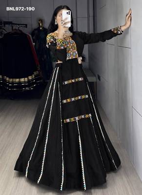 Navratri Black Mirror Work Lehenga Choli in Cotton Poly 4