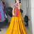 Navratri Mustard Mirror Work Lehenga Choli in Cotton Poly