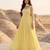 Yellow anarkali gown with embroidered net sleeves & dupatta