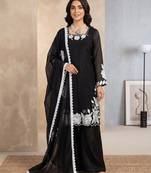 Black & white embroidered designer kurta palazzo set with  dupatta