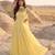 Yellow anarkali gown with embroidered net sleeves & dupatta