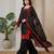 Black & red embroidered designer kurta palazzo set with  dupatta